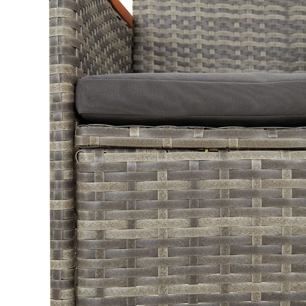 3-Tlg. Garten-Essgruppe Mit Kissen Grau Poly Rattan