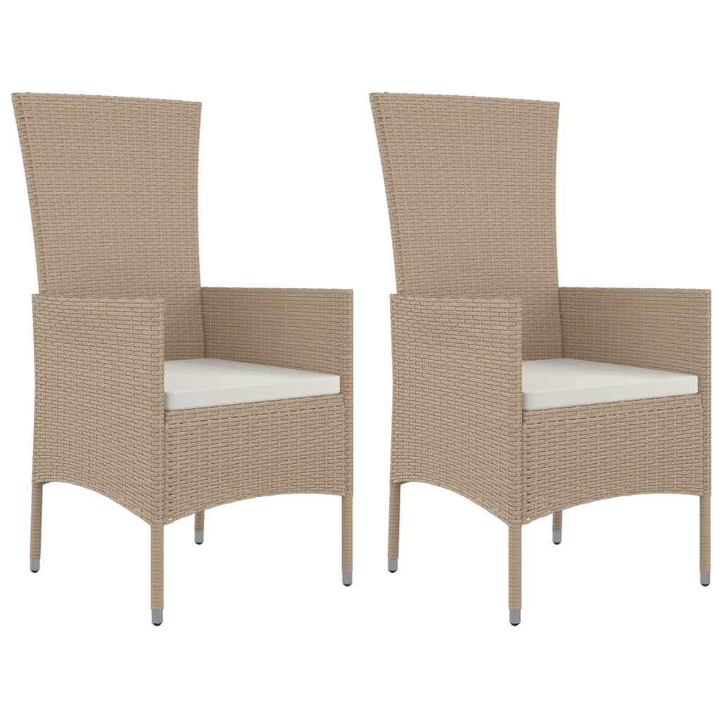 3-Tlg. Garten-Essgruppe Mit Kissen Beige Poly Rattan