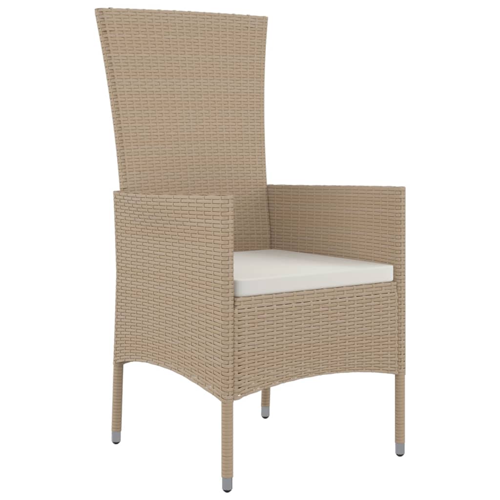 3-Tlg. Garten-Essgruppe Mit Kissen Beige Poly Rattan