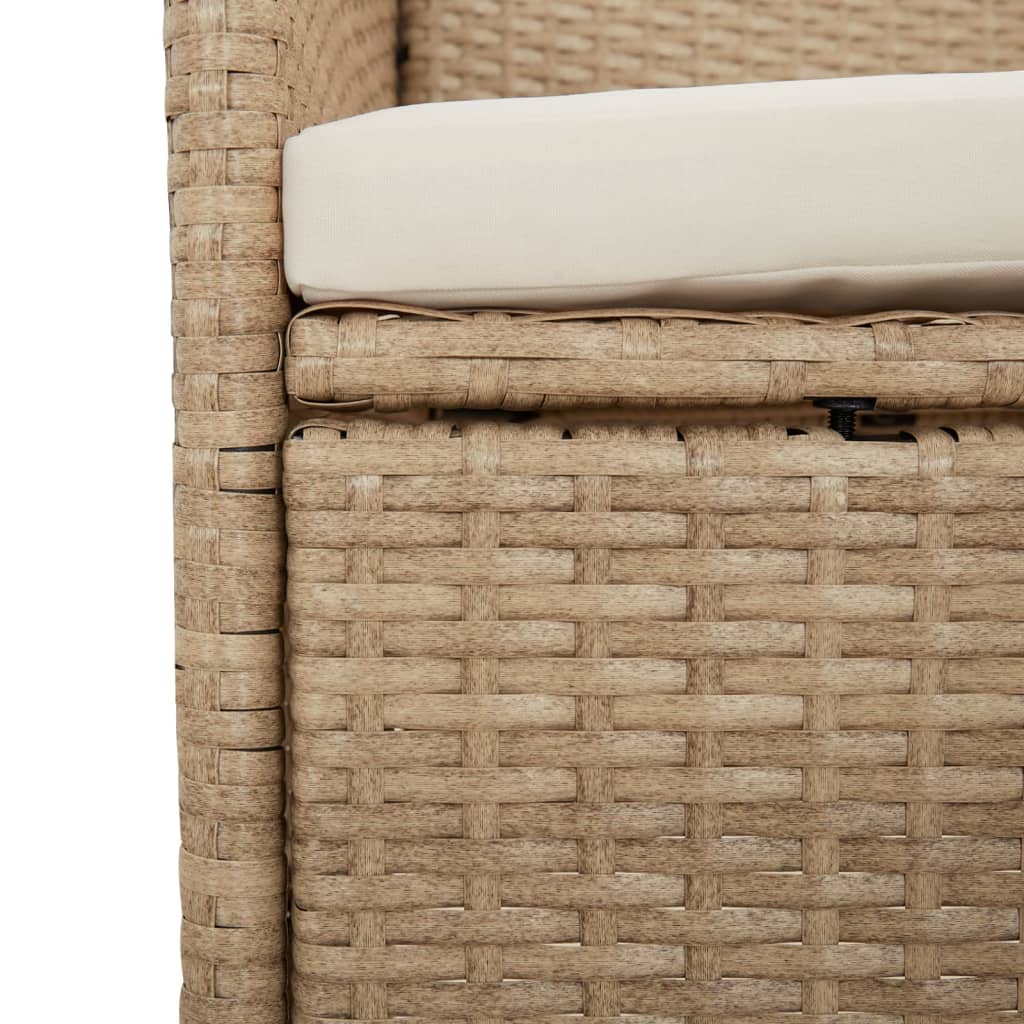 3-Tlg. Garten-Essgruppe Mit Kissen Beige Poly Rattan