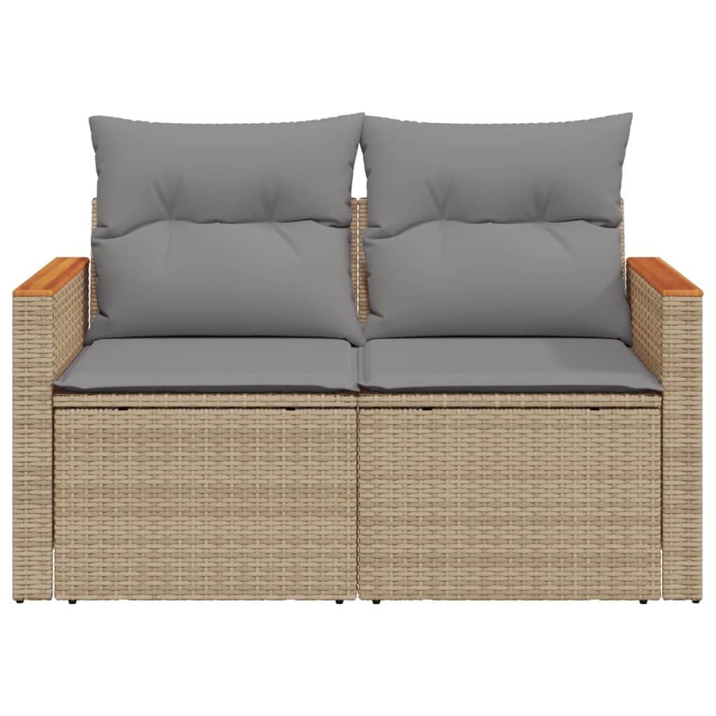 Gartensofa Mit Kissen 2-Sitzer Beige Poly Rattan
