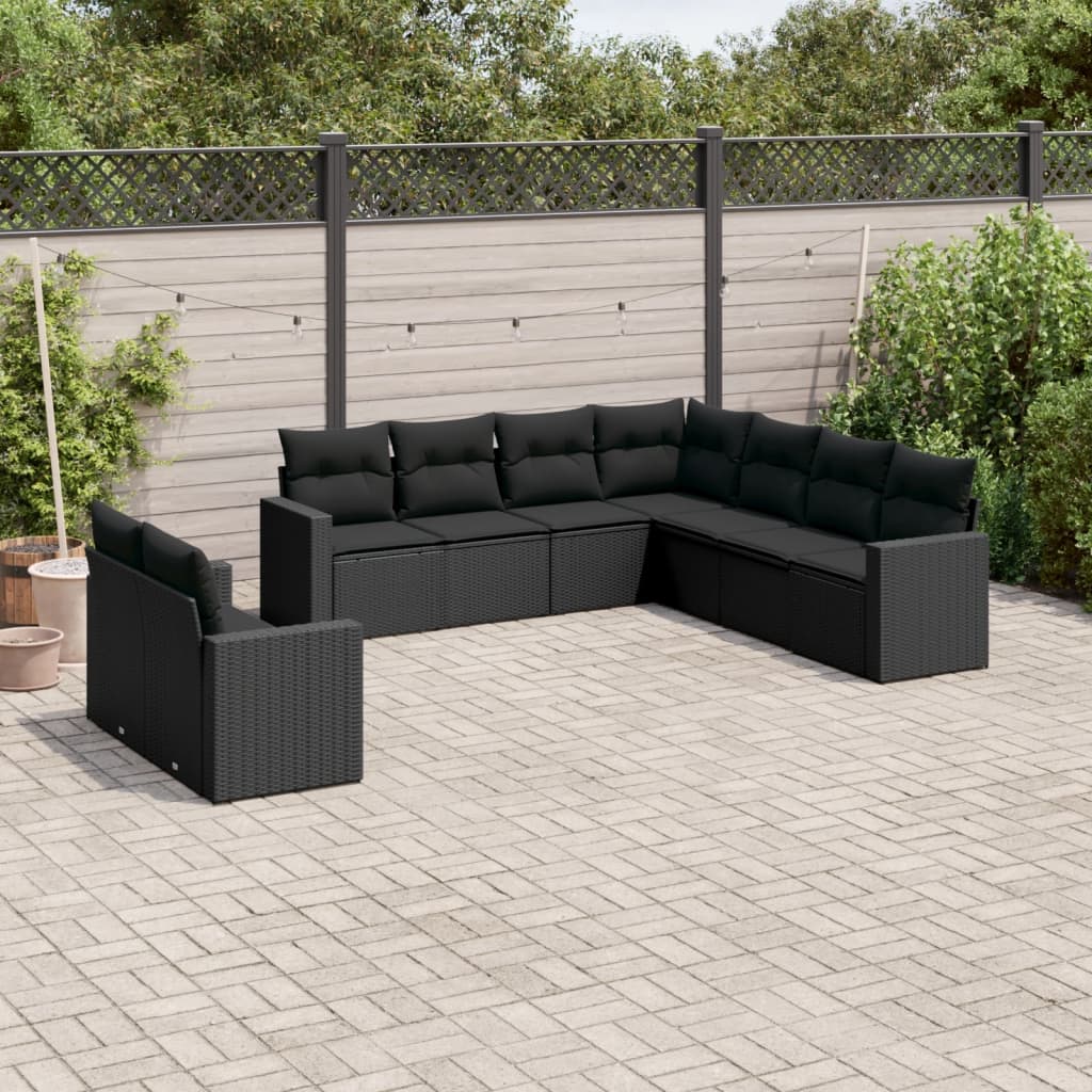 10-Tlg. Garten-Sofagarnitur Mit Kissen Beige Poly Rattan